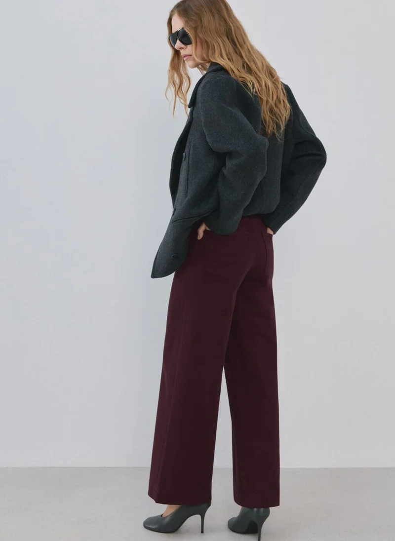 مانجو High-waisted wide leg jeans with stitching